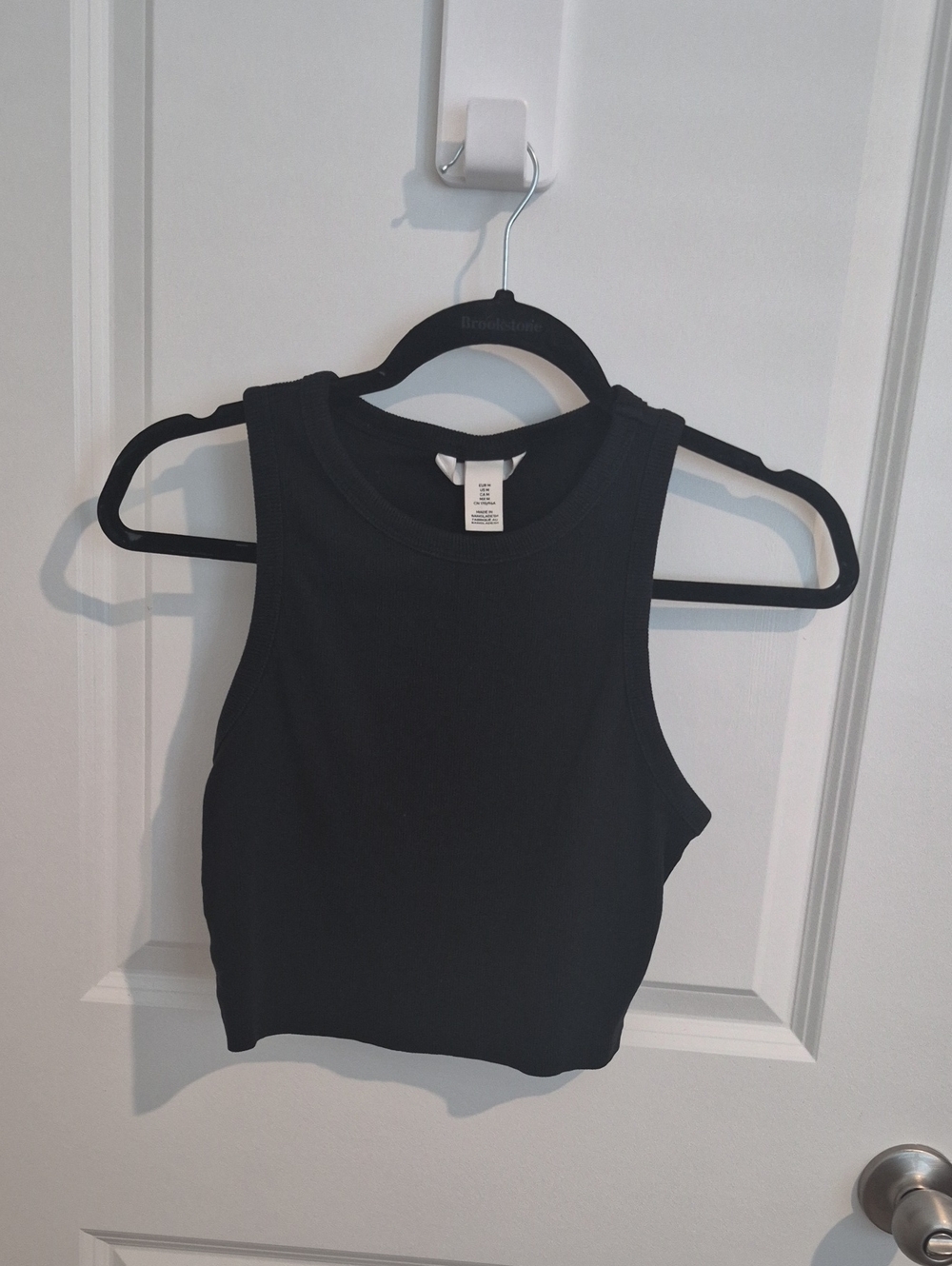 Women H&M Ribbed Crop Tank in Black